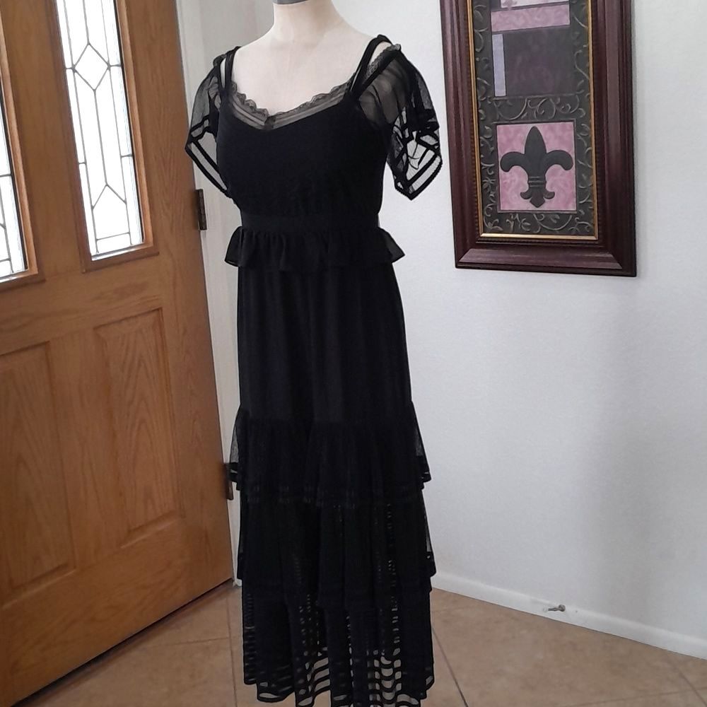 Three Floor Black Lace Dress